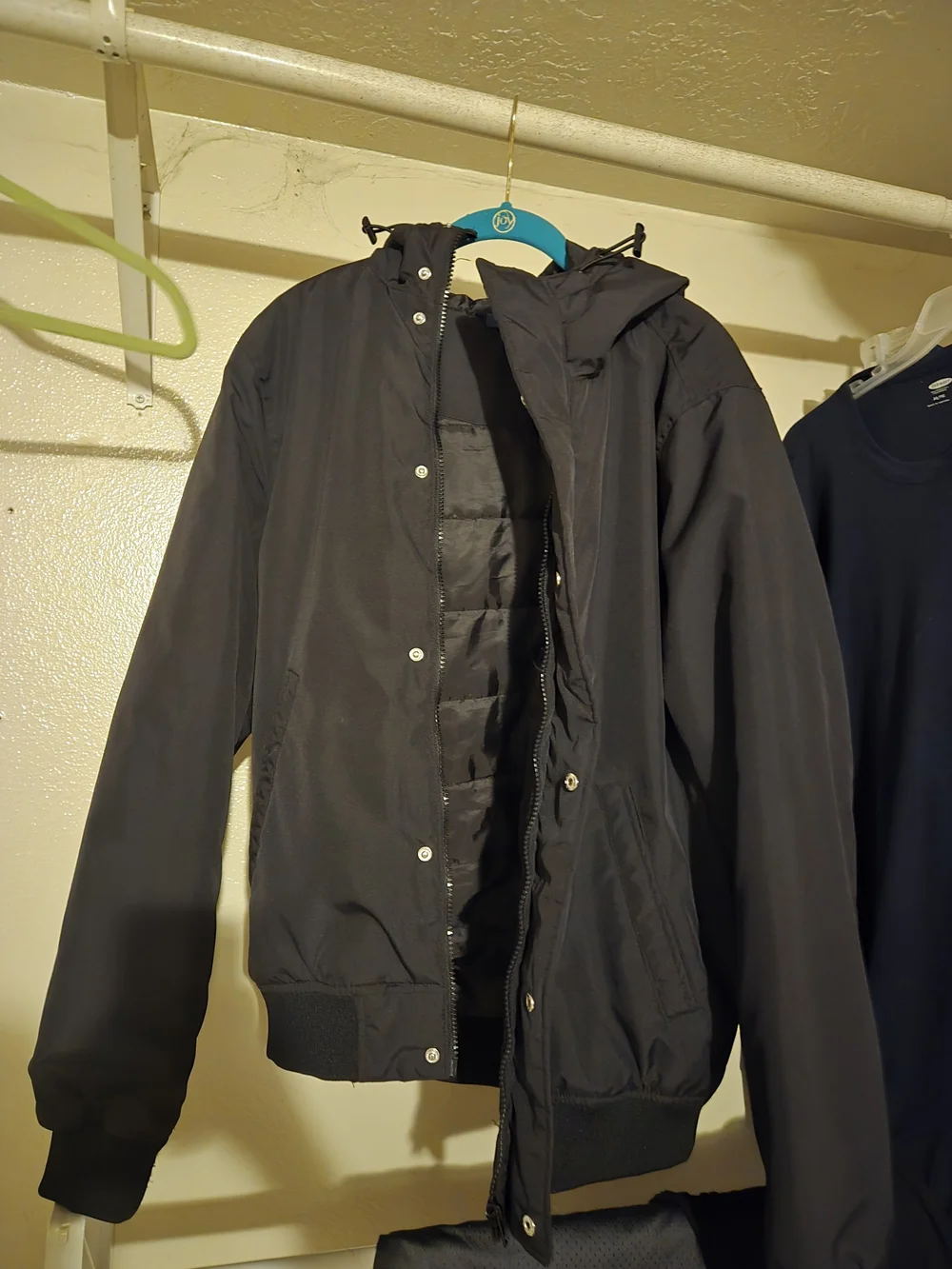 Divided by H&M Men's Hooded Bomber Jacket Black Puffer Lining
